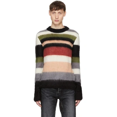 Shop Saint Laurent Multicolor Striped Mohair Sweater