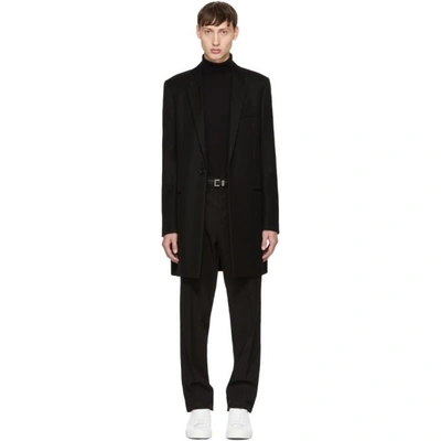 Shop Saint Laurent Black Chesterfield Peak Lapel Coat In 1000 Black