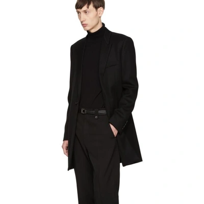 Shop Saint Laurent Black Chesterfield Peak Lapel Coat In 1000 Black