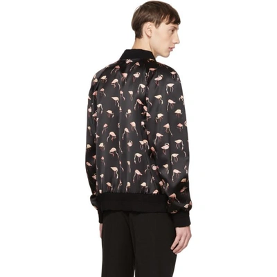 Shop Saint Laurent Black Flamingo Teddy Bomber Jacket In 1063 Black