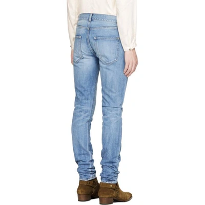 Shop Saint Laurent Blue Low-waisted Skinny Jeans In 4068 Vintage Blue