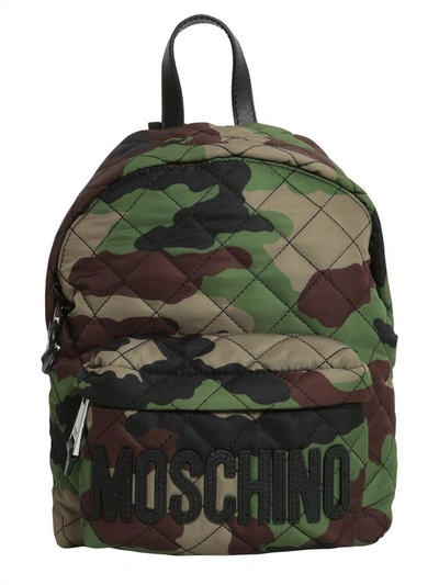 Shop Moschino Quilted Camouflage Backpack In Militare