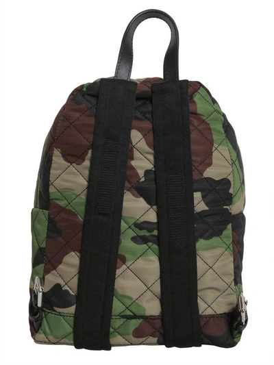 Shop Moschino Quilted Camouflage Backpack In Militare