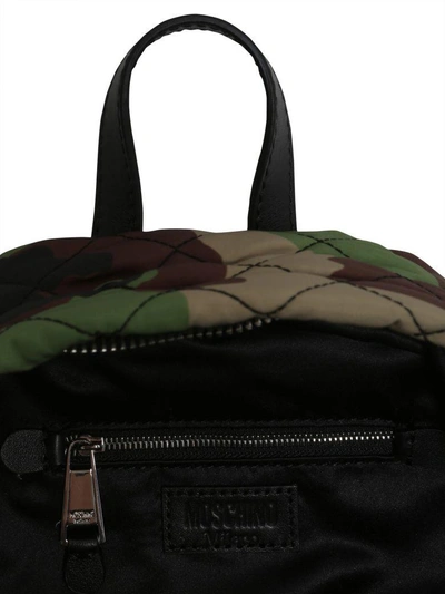 Shop Moschino Quilted Camouflage Backpack In Militare