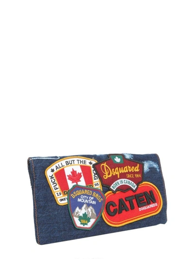 Shop Dsquared2 Clutch With Patches In Denim