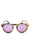 ILLESTEVA Leonard Mirrored Round Sunglasses, 48mm,1212229TORTOISE/PINKMIRROR