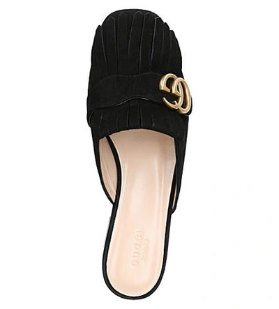 Shop Gucci Marmont Suede Slippers In Black