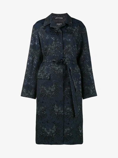 Shop Rochas Floraler Jacquard-mantel In Blue