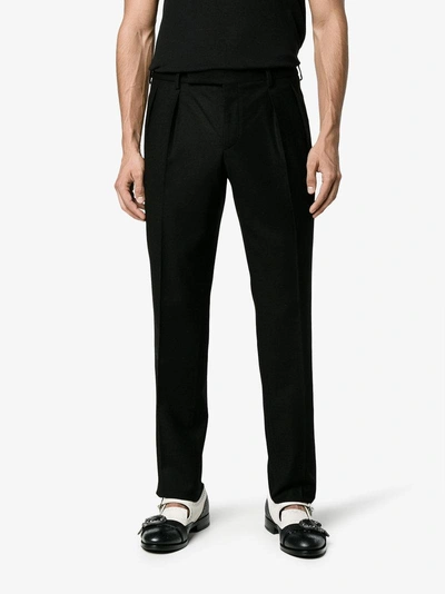 Shop Saint Laurent Double Pleated Tailored Trousers In Black