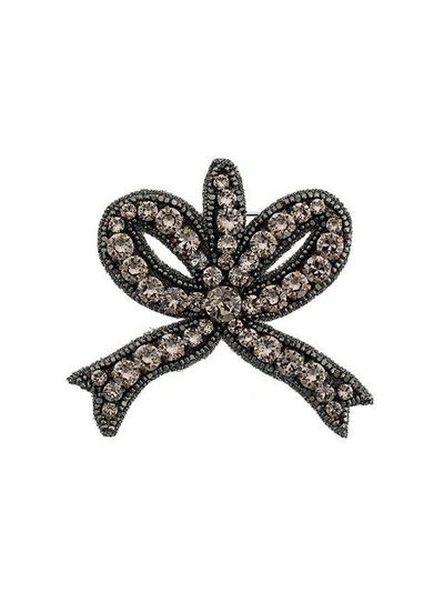 Gucci Crystal-embellished Bow Brooch In Colour: Clear