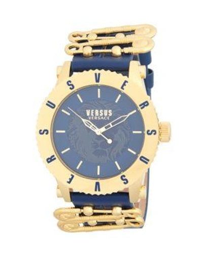 Shop Versace Stainless Steel Japanese Quartz Strap Watch In Gold
