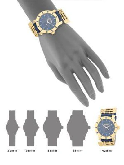 Shop Versace Stainless Steel Japanese Quartz Strap Watch In Gold