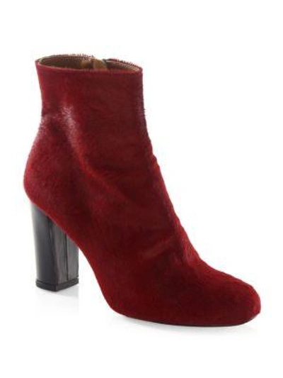 Iro Calf Hair Block Heel Booties In Red