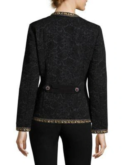 Shop Etro Collarless Jacquard Jacket In Black
