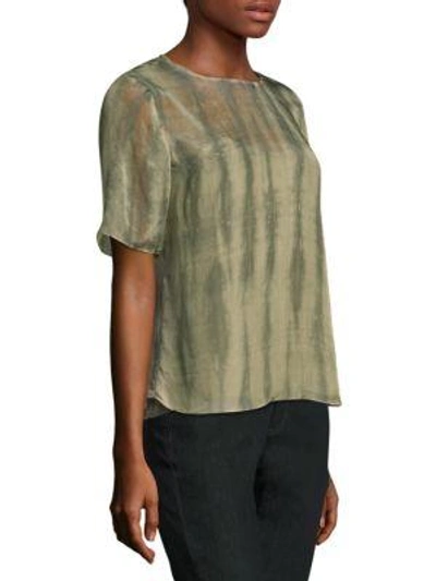 Shop Eileen Fisher Shibori Short-sleeve Silk Box Top In Oregano