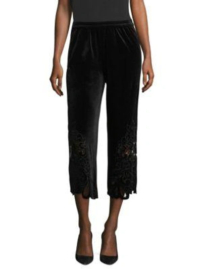 Kobi Halperin Amaris Velvet Wide-leg Cropped Pants In Black