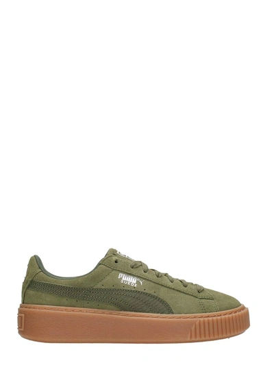 Inspirere pålægge Panter Puma Olive Suede Platform Animal Sneakers In Olive Silver Gum | ModeSens