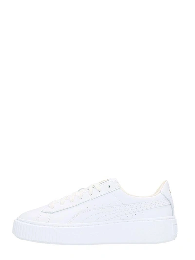 Shop Puma Basket Platform White Leather Sneakers