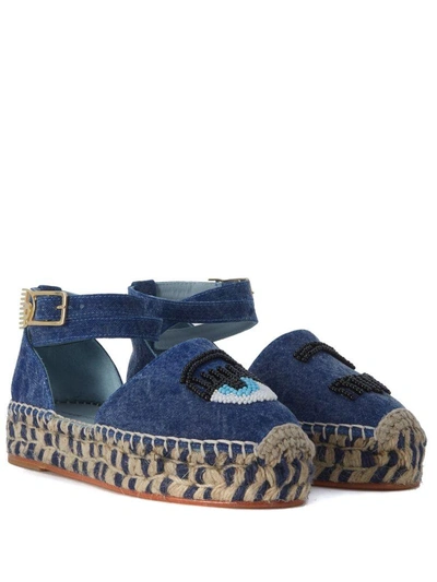 Shop Chiara Ferragni Espadrillas  Collection Flirting In Blu Denim