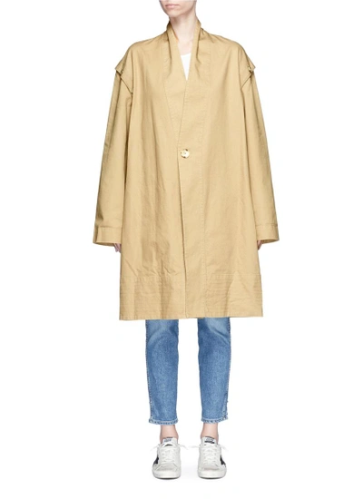 Shop Bassike Detachable Sleeve Oversized Cotton Drill Trench Coat