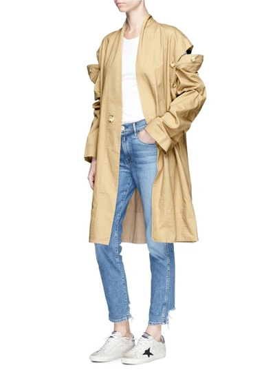 Shop Bassike Detachable Sleeve Oversized Cotton Drill Trench Coat