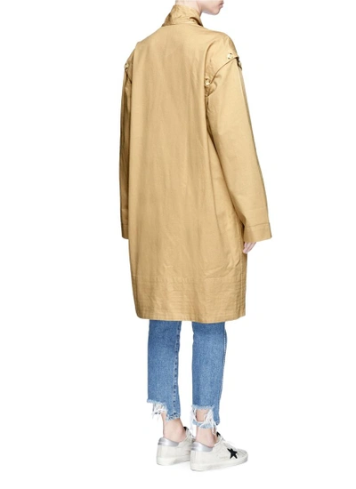 Shop Bassike Detachable Sleeve Oversized Cotton Drill Trench Coat