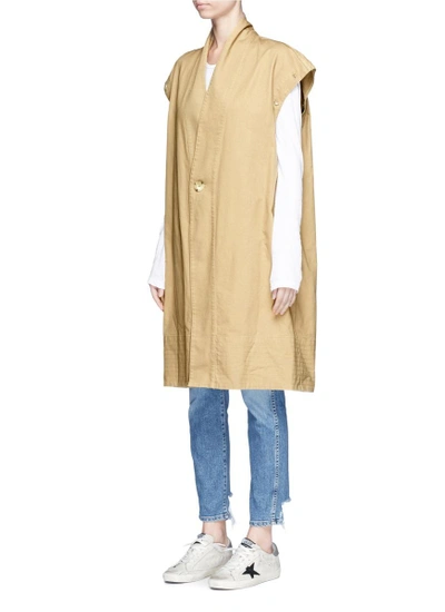 Shop Bassike Detachable Sleeve Oversized Cotton Drill Trench Coat