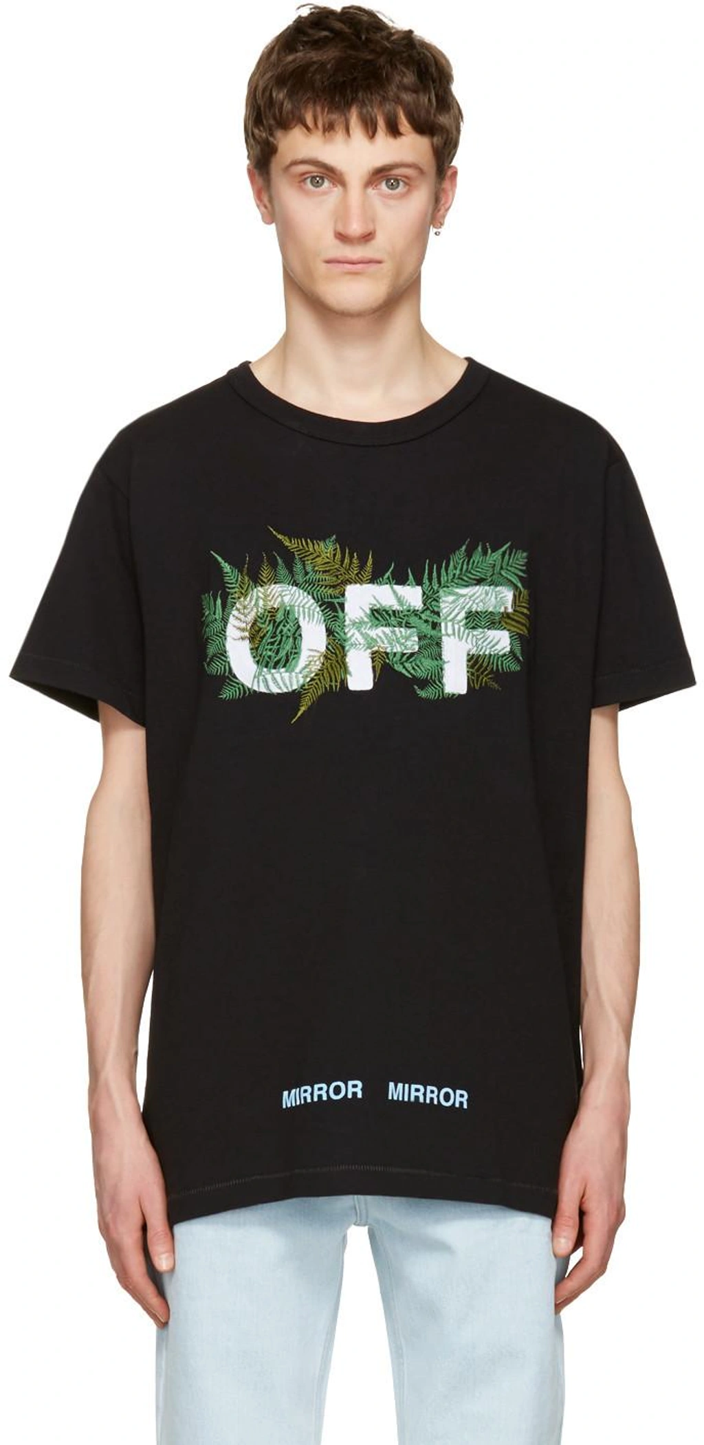 Off-white Ferns Embroidered T-shirt In Nero | ModeSens