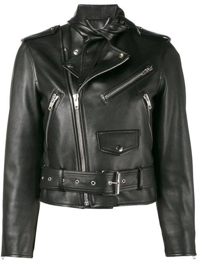 Shop Balenciaga Scarf Biker Jacket - Black