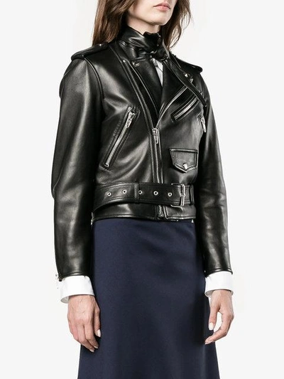 Shop Balenciaga Scarf Biker Jacket - Black