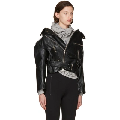 Shop Balenciaga Black Leather Oversized Swing Biker Jacket