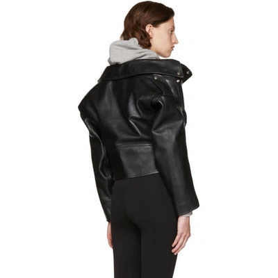 Shop Balenciaga Black Leather Oversized Swing Biker Jacket