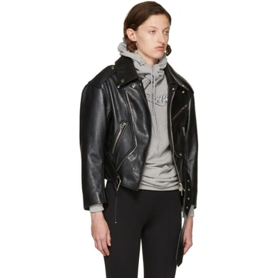 Shop Balenciaga Black Leather Oversized Swing Biker Jacket