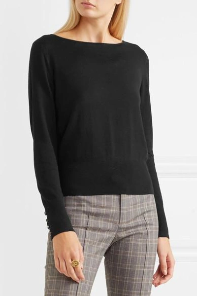 Shop Vanessa Seward Open-back Merino Wool-blend Sweater In Black