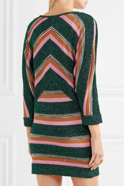 Shop Missoni Striped Metallic Crochet-knit Mini Dress