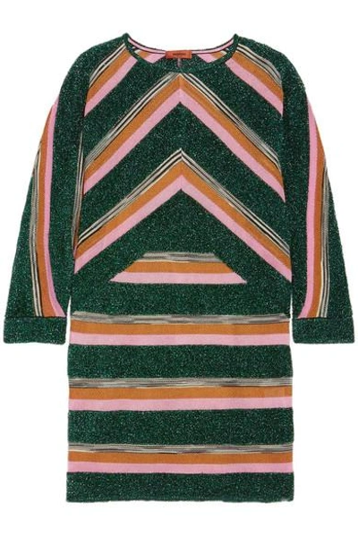 Shop Missoni Striped Metallic Crochet-knit Mini Dress