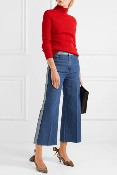 Shop Red Valentino Cropped High-rise Wide-leg Jeans In It38