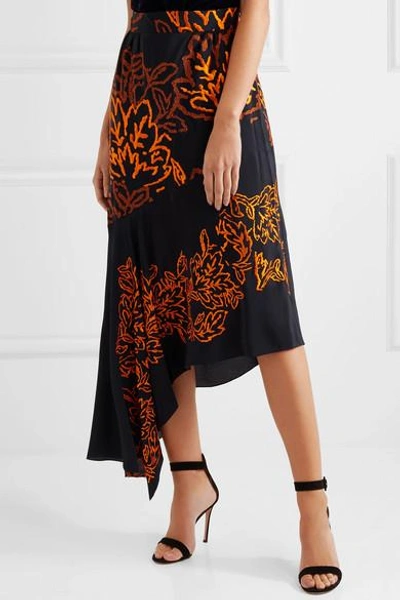Shop Peter Pilotto Embroidered Silk Skirt