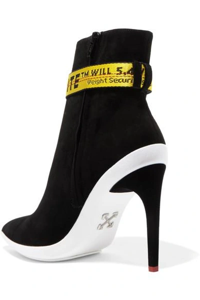 Shop Off-white Grosgrain-trimmed Suede Ankle Boots
