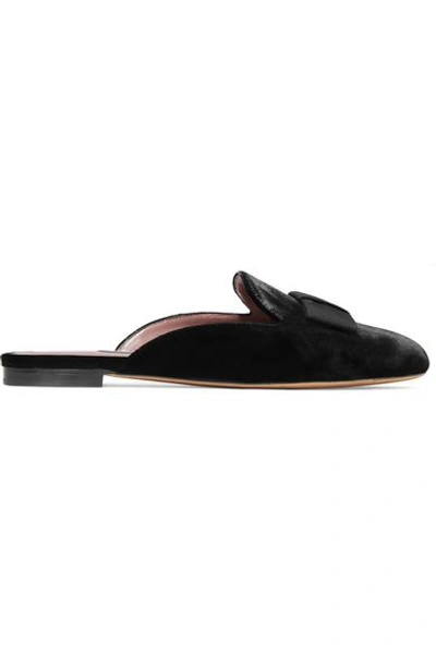 Shop Tabitha Simmons Masha Grosgrain-trimmed Velvet Slippers In Black