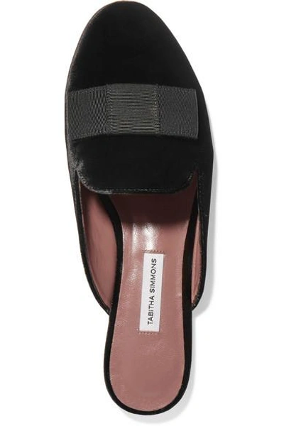 Shop Tabitha Simmons Masha Grosgrain-trimmed Velvet Slippers In Black
