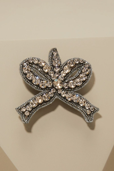 Shop Gucci Bow Brooch With Crystals