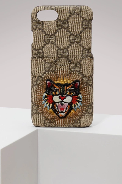Shop Gucci Angry Cat Embroidered Iphone 7 Case