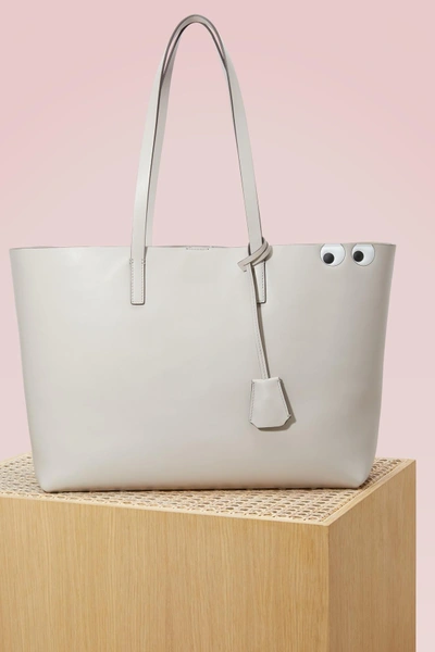 Anya Hindmarch Ebury Eyes Leather Shopper Bag, Off White In Steam