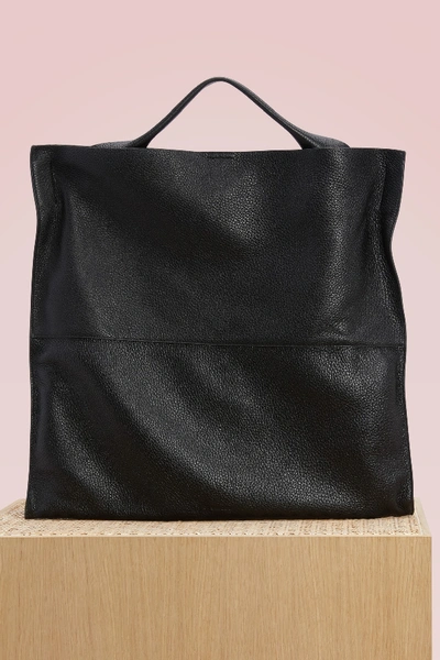 Shop Jil Sander Xiao Leather Shopping Bag