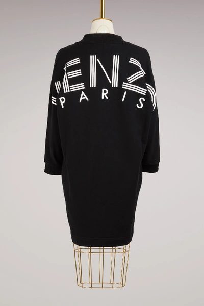 Shop Kenzo Cotton Sweatshirt Skirt In Black