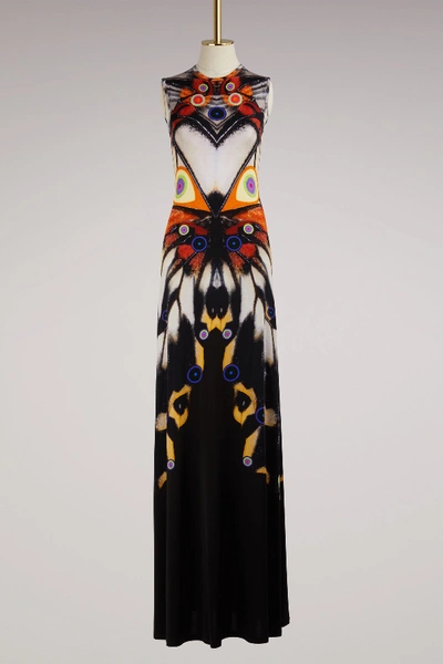 Shop Givenchy Butterfly Long Jersey Dress In Multi