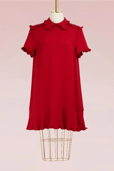 Shop Red Valentino Short Dress With Ruffles In Lacca