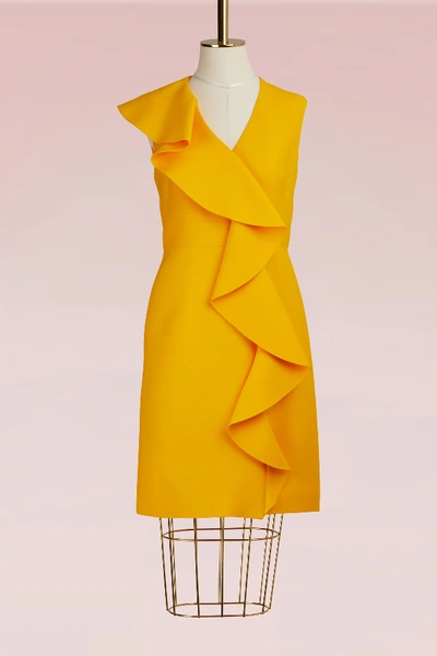 Shop Emilio Pucci Wool And Silk Ruffle Mini Dress In Giallo