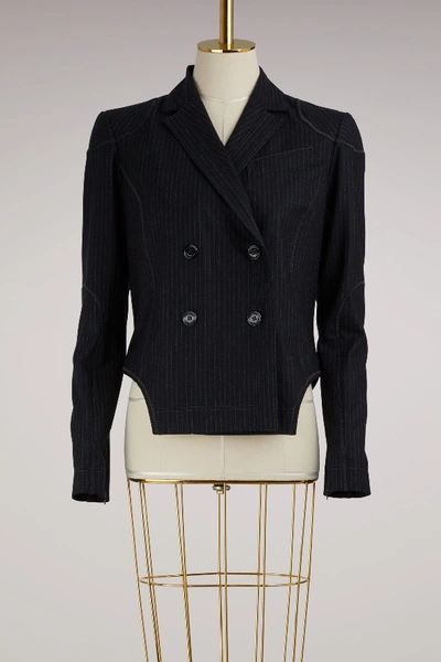 Shop Nina Ricci Flannel Jacket In Navy/grey